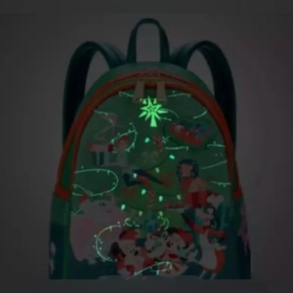 Disney: Loungefly Classic Christmas glow in the dark mini backpack green &orange - Picture 9 of 9